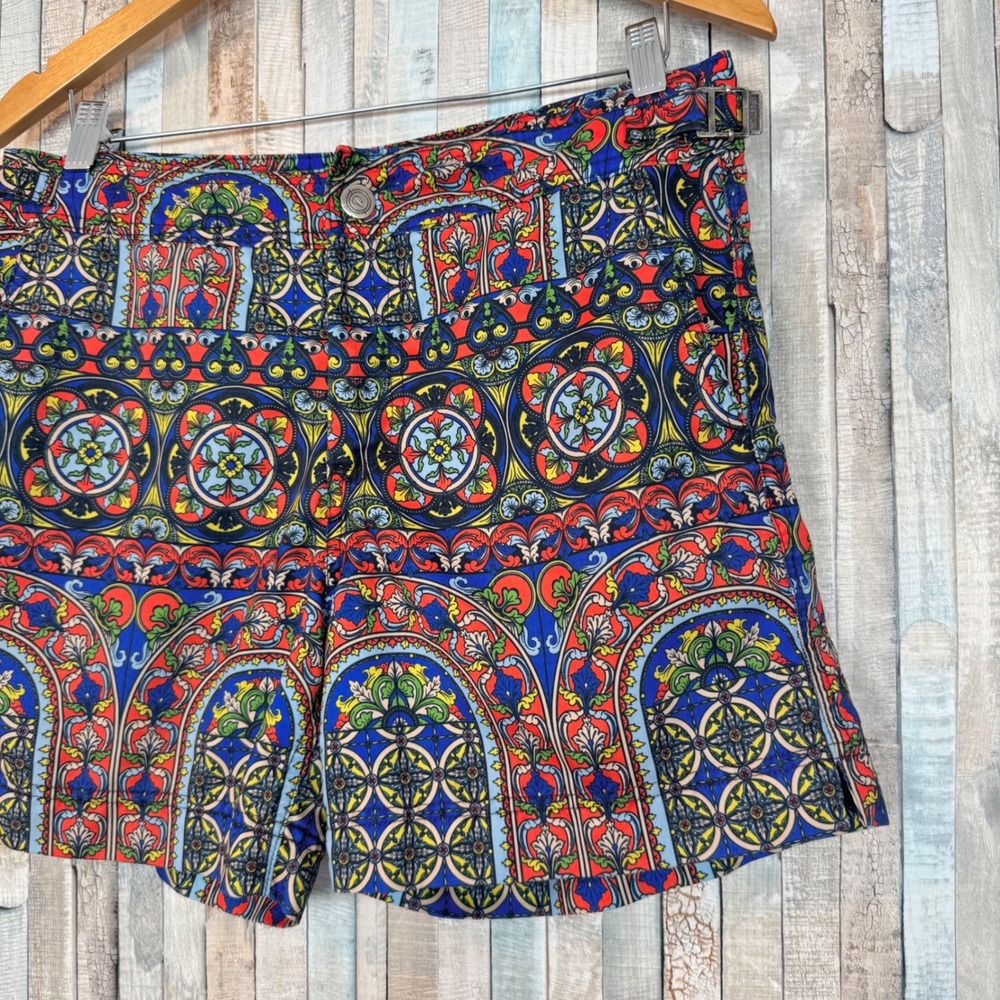 Pangea Swimwear 31 Chartres Stained Glass 5" Board Shorts Swim Trunks  Colorful